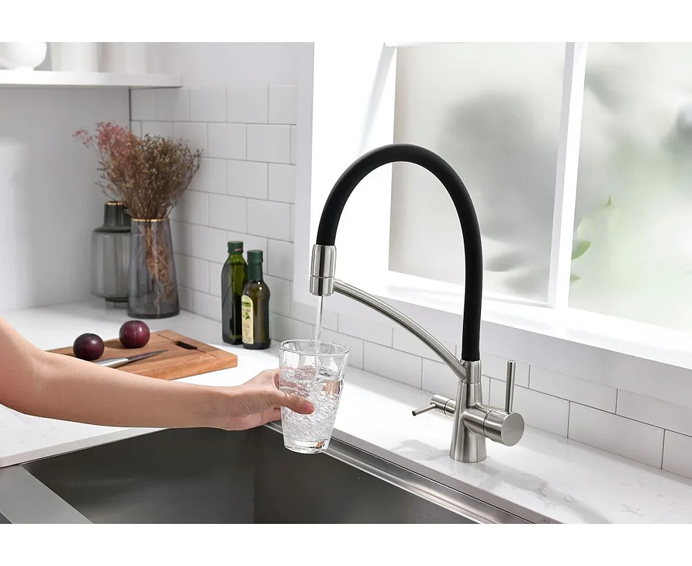 Смеситель для кухни Paulmark Siegen Si213111-BS, с гибким изливом, брашированная сталь Sancos — официальный сайт