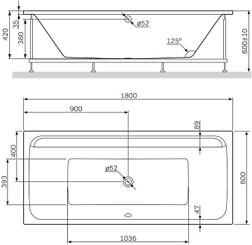 Акриловая ванна AM.PM Inspire V2.0 170x75 см, W52A-170-075W-A