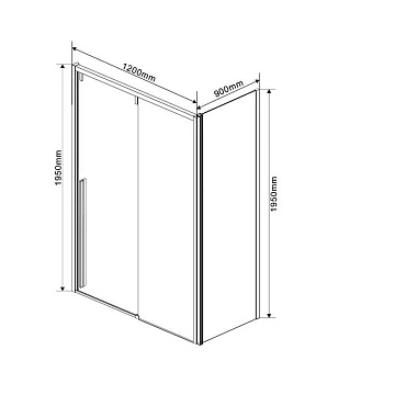 Душевой уголок Vincea Lugano VSR-1L9012CLGM-1 120х90, профиль вороненая сталь, стекло прозрачное
