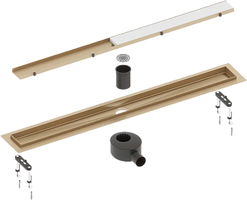 Душевой трап (лоток) Timo Drain Systems DS230207/17 700 двусторонняя панель plate под плитку, золото
