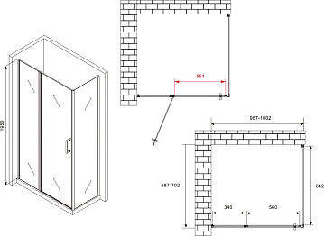 Душевой уголок Abber Sonnenstrand AG04100S-S70 100x70, профиль хром, стекло прозрачное
