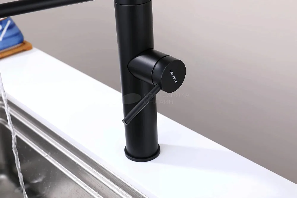 Смеситель для кухни Paulmark Ganymede Ga213199-AN с гибким изливом, антрацит Sancos — официальный сайт