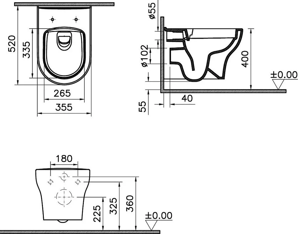 Унитаз подвесной VitrA Zentrum Round 7786B003-0075 Sancos — официальный сайт