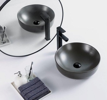 Накладная раковина BelBagno BB1315-H311 серая матовая