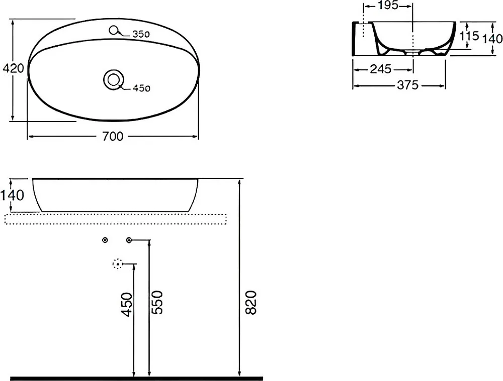 Накладная раковина Azzurra Elegance 70 овальная Sancos — официальный сайт