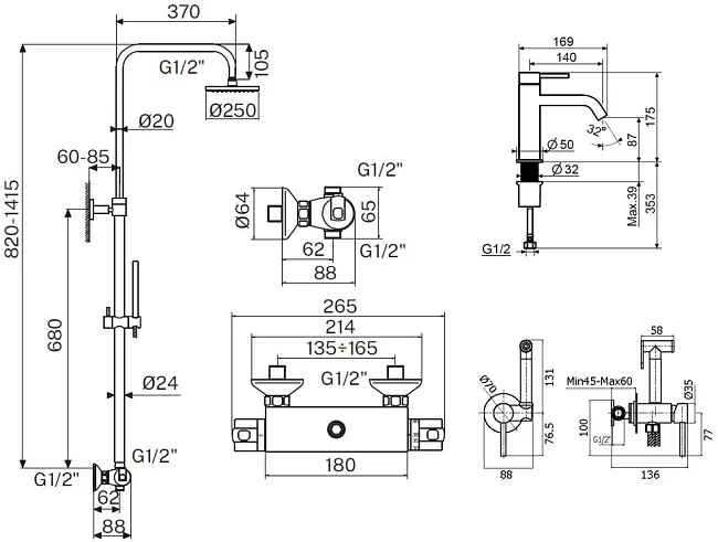 Комплект для ванной Plumberia Selection Ixo KITZXO6302BO53 белый матовый Sancos — Оригинал