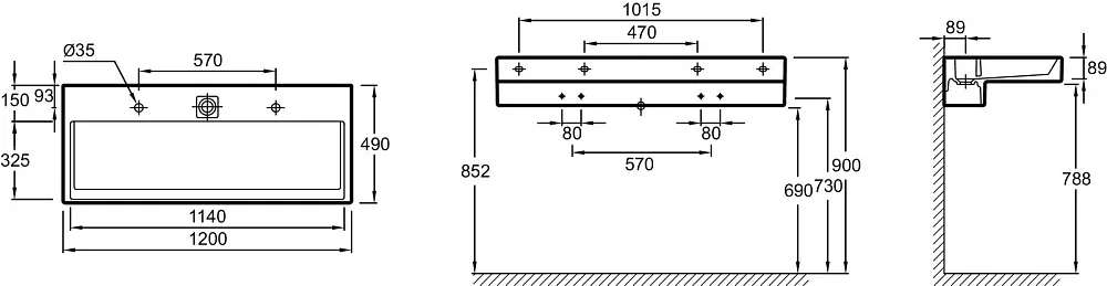 Мебельная раковина Jacob Delafon Terrace EXB9112-00 120 см с подсветкой Sancos — официальный сайт