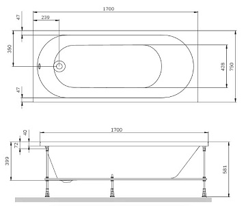 Акриловая ванна AM.PM X-Joy 170x70 см, W94A-170-070W-A1