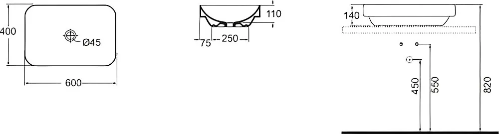 Накладная раковина Azzurra Elegance 60 прямоугольная Sancos — официальный сайт