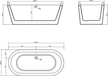 Акриловая ванна BelBagno 170x80 см, BB202-1700-800