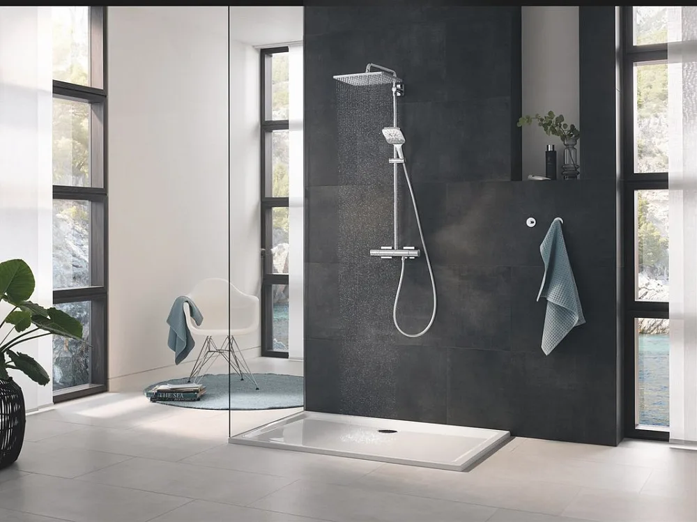 Душевая стойка Grohe Rainshower SmartActive 310 26649000, с термостатом, хром Sancos — официальный сайт