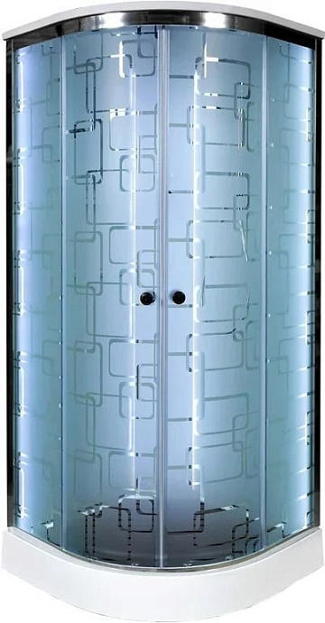 Душевая кабина DTO EM1510 100х100, LED, профиль хром, стекло матовое с узором