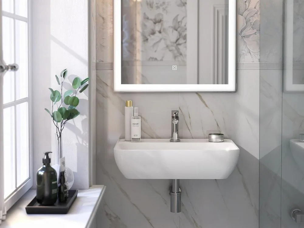 Раковина KERAMA MARAZZI Plaza 55 подвесная, белая глянцевая Sancos — официальный сайт