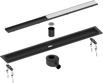 Душевой трап (лоток) Timo Drain Systems DS230209/03 900 двусторонняя панель plate под плитку, черный