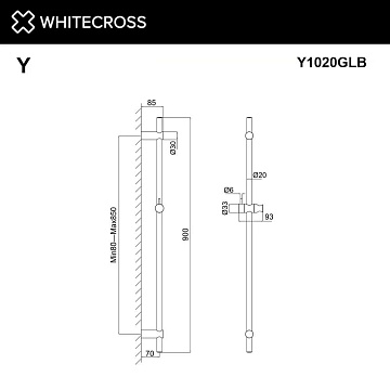Душевая штанга WHITECROSS Y Y1020GLB брашированное золото