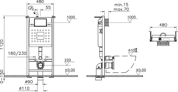 Система инсталляции для унитазов VitrA V-Fix Core 732-5800-01, с кнопкой смыва Root R 740-2280 хром