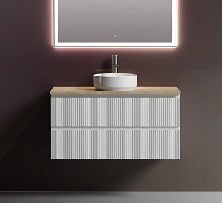 Тумба с раковиной Sancos Snob T 100 см, bianco, столешница бежевая, раковина CN6005