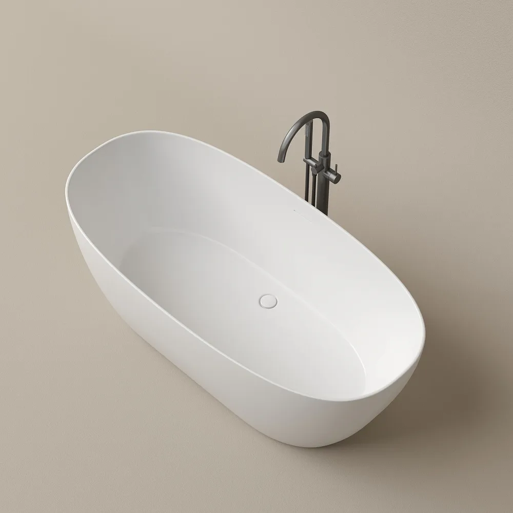 Акриловая ванна Sancos Oval FB21 170x80 см, отдельностоящая, белая, с каркасом, со сливом-переливом Sancos — официальный сайт