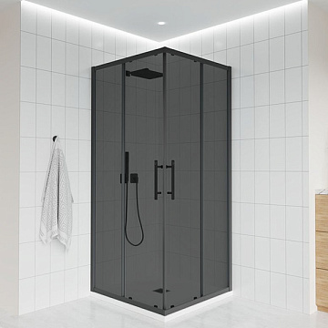 Душевой уголок Veconi Evo 300 B 110х80 см, профиль матовый черный, стекло тонированное матовое