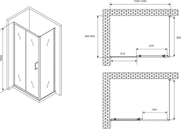 Душевой уголок Abber Schwarzer Diamant AG30120B5-S90B5 120х90, профиль черный, стекло прозрачное