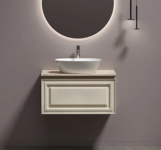 Тумба с раковиной Sancos Very 80 см, beige soft, столешница бежевая, раковина CN5005