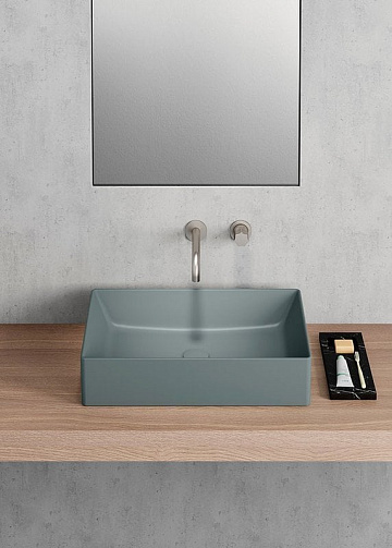 Накладная раковина GSI Kube X 60x37, серая, прямоугольная