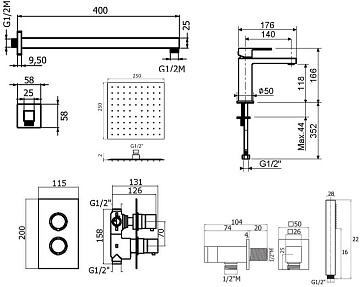 Комплект для ванной Plumberia Selection Tag KITTGT18QCR53 С ВНУТРЕННЕЙ ЧАСТЬЮ, хром