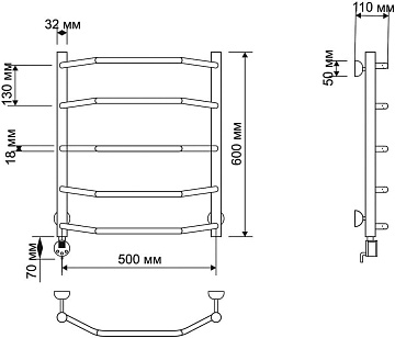 Полотенцесушитель электрический Secado Агата 1 50x60 бронза, L