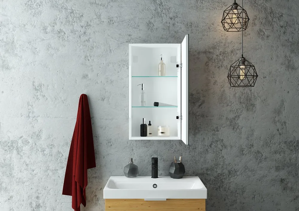 Зеркало-шкаф Art&Max Techno 35 R с подсветкой, белое Sancos — официальный сайт