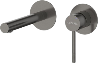 Смеситель для раковины Cezares Relax RELAX-BLI2-2-GM-W0 С ВНУТРЕННЕЙ ЧАСТЬЮ, оружейная сталь