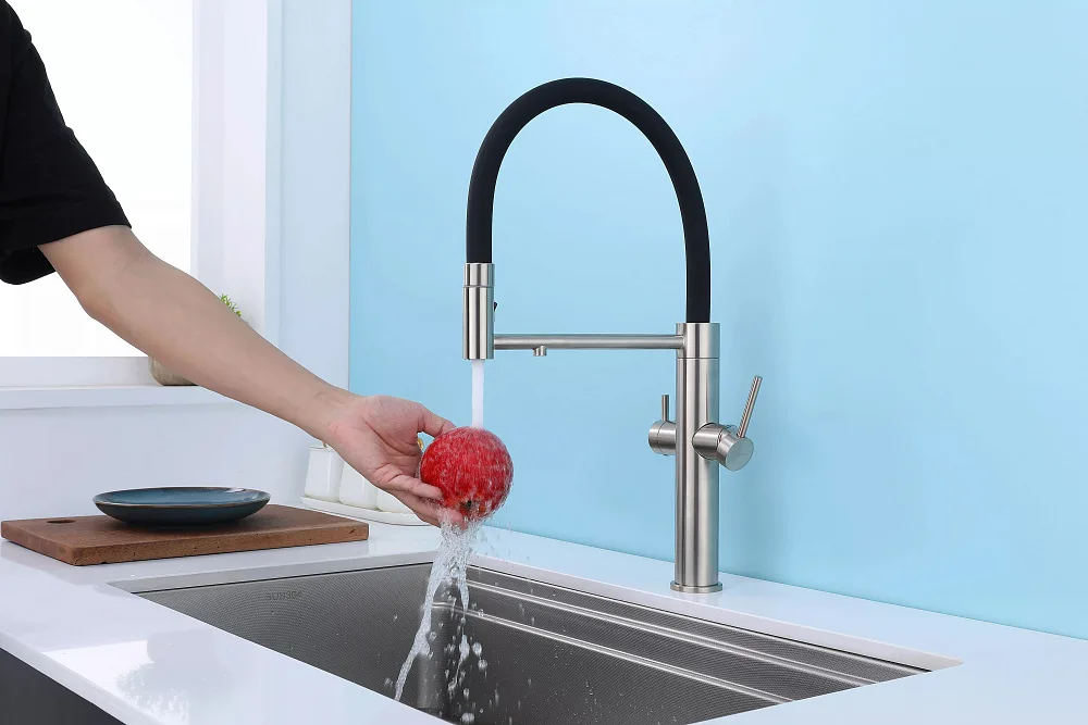 Смеситель для кухни Paulmark Nexus Ne213999-BS с гибким изливом, брашированная сталь Sancos — официальный сайт