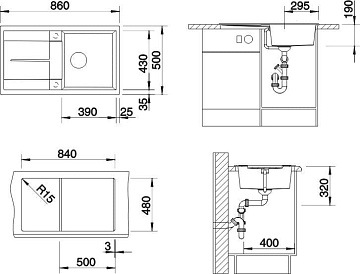 Мойка кухонная Blanco Metra 5S 518871 темная скала