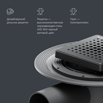 Душевой трап AM.PM MasterFlow Cut Gradient 10 см, черный матовый