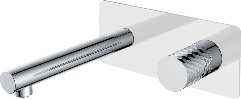 Смеситель для раковины Boheme Stick 125-WCR С ВНУТРЕННЕЙ ЧАСТЬЮ, white, diamond chrome Sancos — официальный сайт