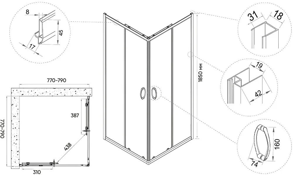 Душевой уголок Veconi Rovigo RV-113 80x80 Sancos — официальный сайт