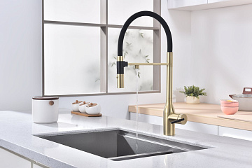 Смеситель для кухни Paulmark Magneto One Ma213188-LG, светлое золото