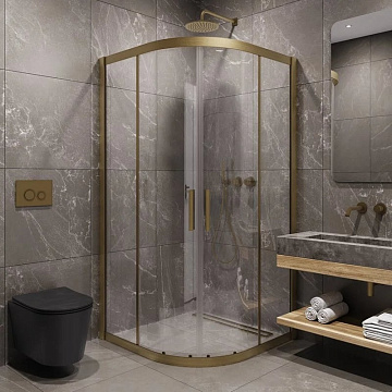 Душевой уголок Timo TPSS-100/17C-8 100x100 см, профиль матовое золото, стекло прозрачное