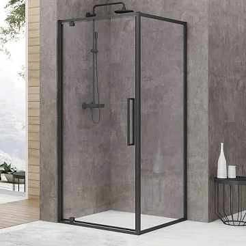 Душевой уголок Black&White Stellar Wind S877 Black 90х90, профиль черный матовый, стекло прозрачное