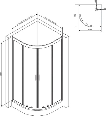 Душевой уголок AM.PM Gem W90G-401-090BT 90x90, профиль черный