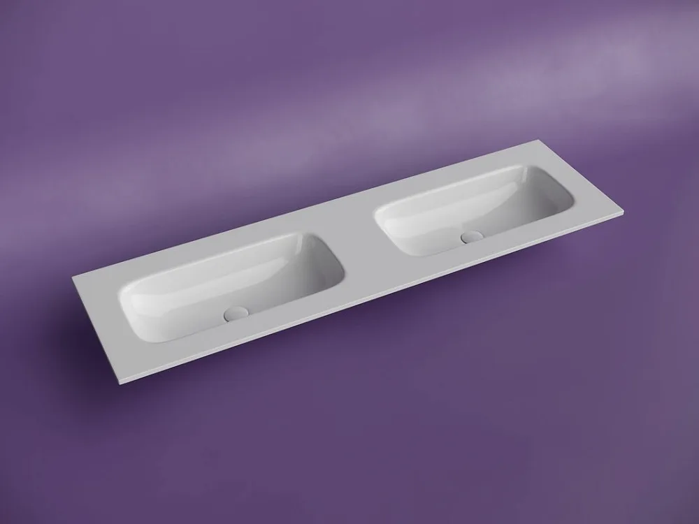 Мебельная раковина Ceramicanova Grace прямоугольная 161см с двумя чашами без отверстий под смеситель Sancos — официальный сайт