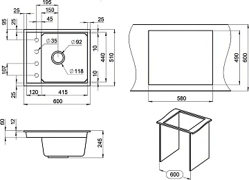 Мойка кухонная Granula Kitchen Space 6004, арктик