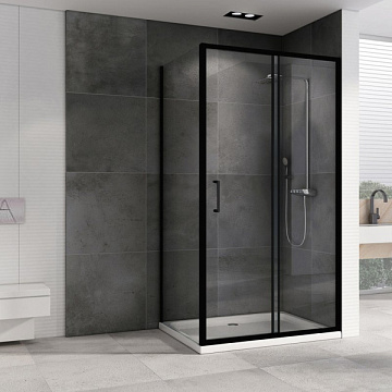 Душевой уголок Abber Schwarzer Diamant AG30100B5-S100B5 100x100, профиль черный, стекло прозрачное
