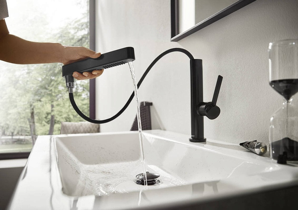 Смеситель для раковины Hansgrohe Finoris 230 76063670 матовый черный