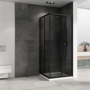 Душевой уголок Abber Schwarzer Diamant AG02090BDTH 90x90, профиль черный, стекло тонированное серое