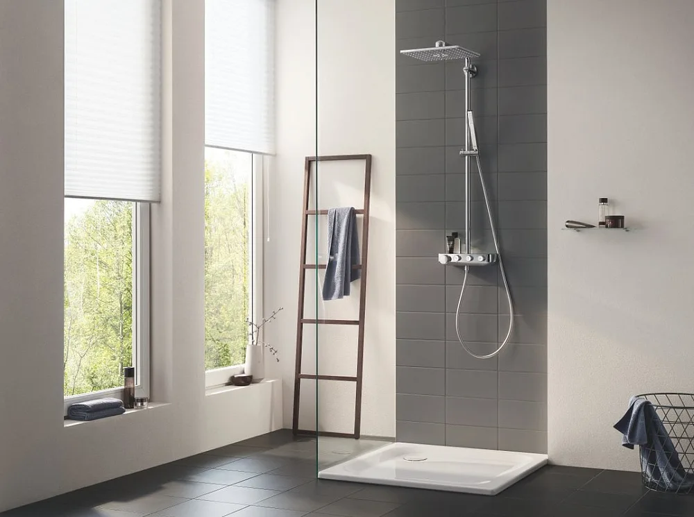 Душевая стойка Grohe Euphoria SmartControl 310 Duo Cube 26508000, с термостатом Sancos — официальный сайт