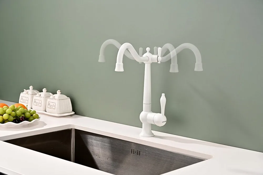 Смеситель для кухни Paulmark Retro Re213226-WH, белый матовый Sancos — официальный сайт
