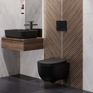 Система инсталляции для унитазов Berges Novum O5, с кнопкой смыва, черная soft touch