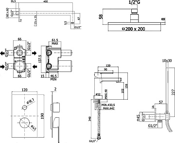 Комплект для ванной Paffoni Ringo KITRIN018CR071 С ВНУТРЕННЕЙ ЧАСТЬЮ, верхний душ 20 см, хром