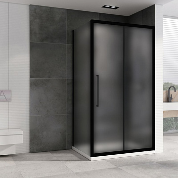 Душевой уголок Abber Schwarzer Diamant AG30160BMH-S70BM 160x70, профиль черный,  стекло матовое