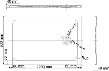 Поддон для душа Wasserkraft Neime 19T07 120x90
